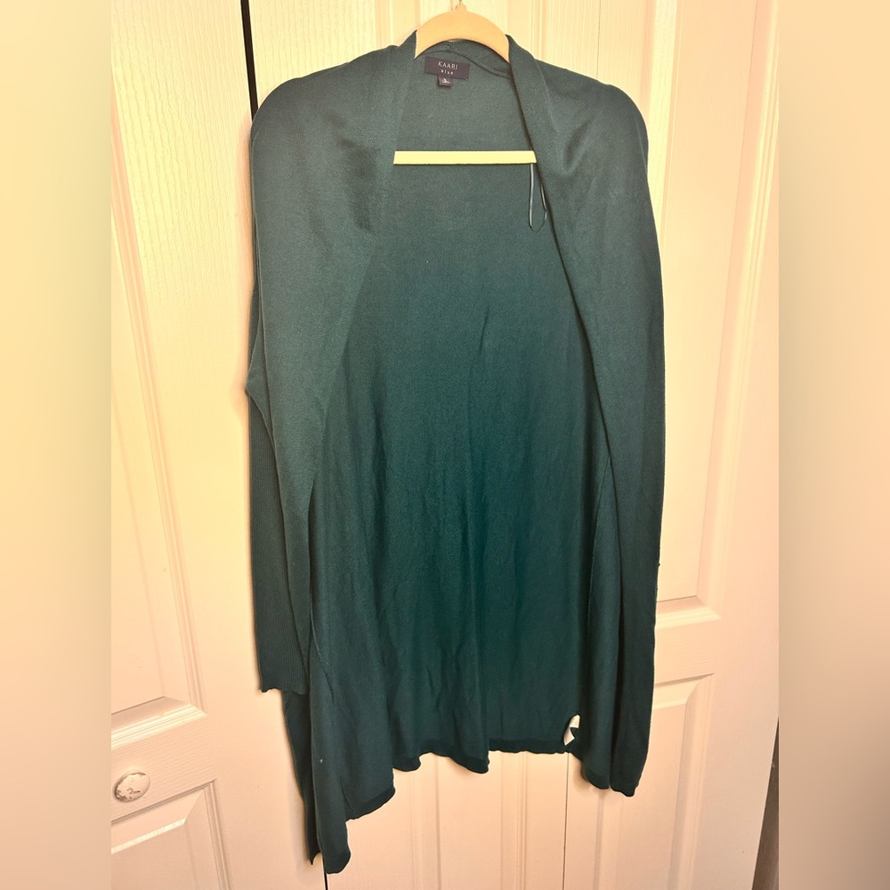 Kaari Blue Women’s Blue Teal Open Front Cardigan Sweater‎ Size Small S Pockets